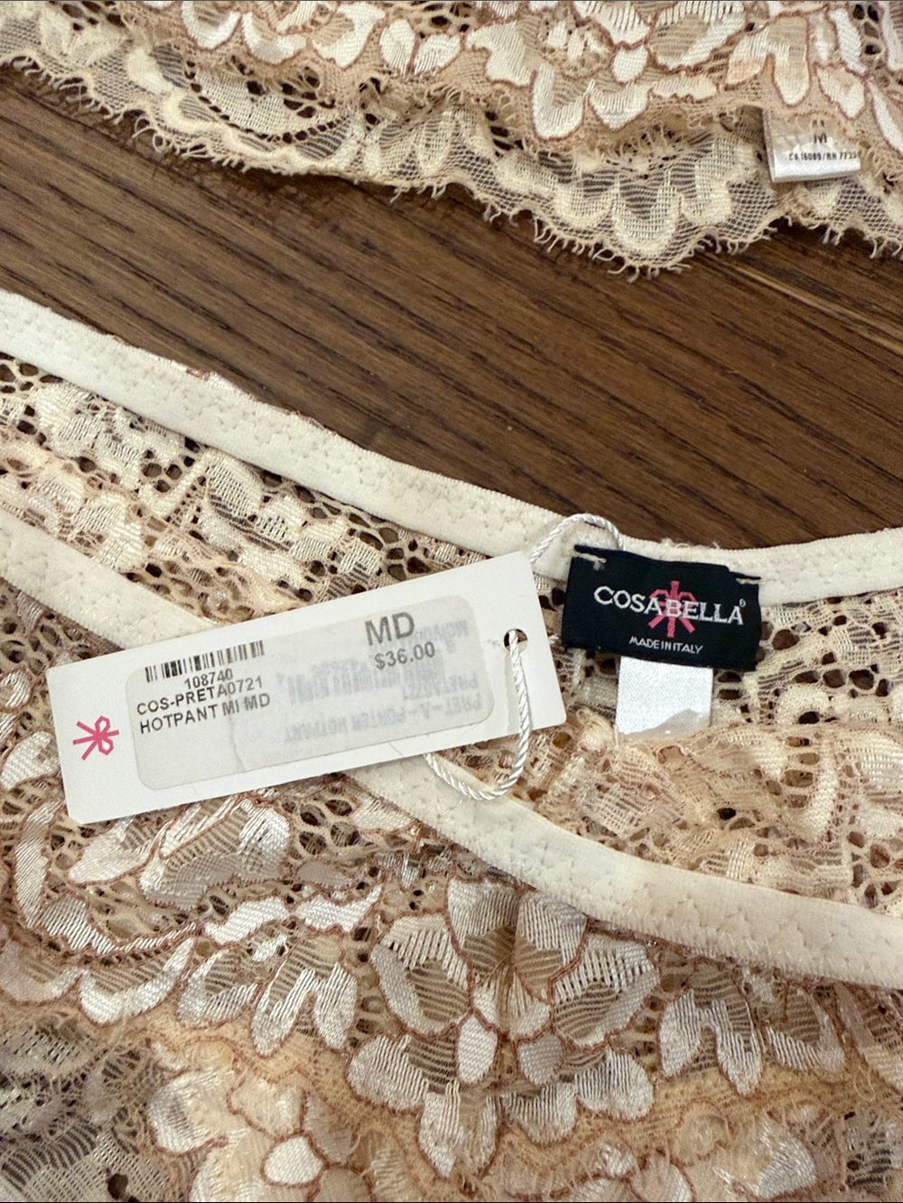 Lace Bralette & Bikini Bridal Set - White and Tan - Picture 4 of 6